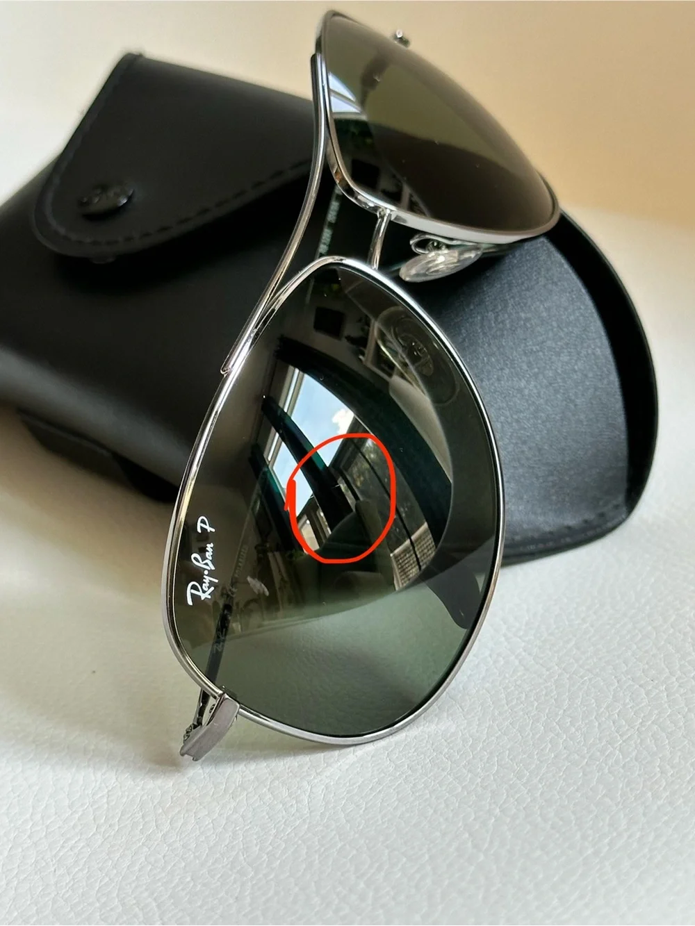 Ray-Ban 3293 Aviator Polarized Sunglasses Gunmetal Pilot Frame Green Lenses 63mm